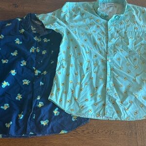 Pokemon Blue and Light Green Casual Button Down Shirts Set of 2